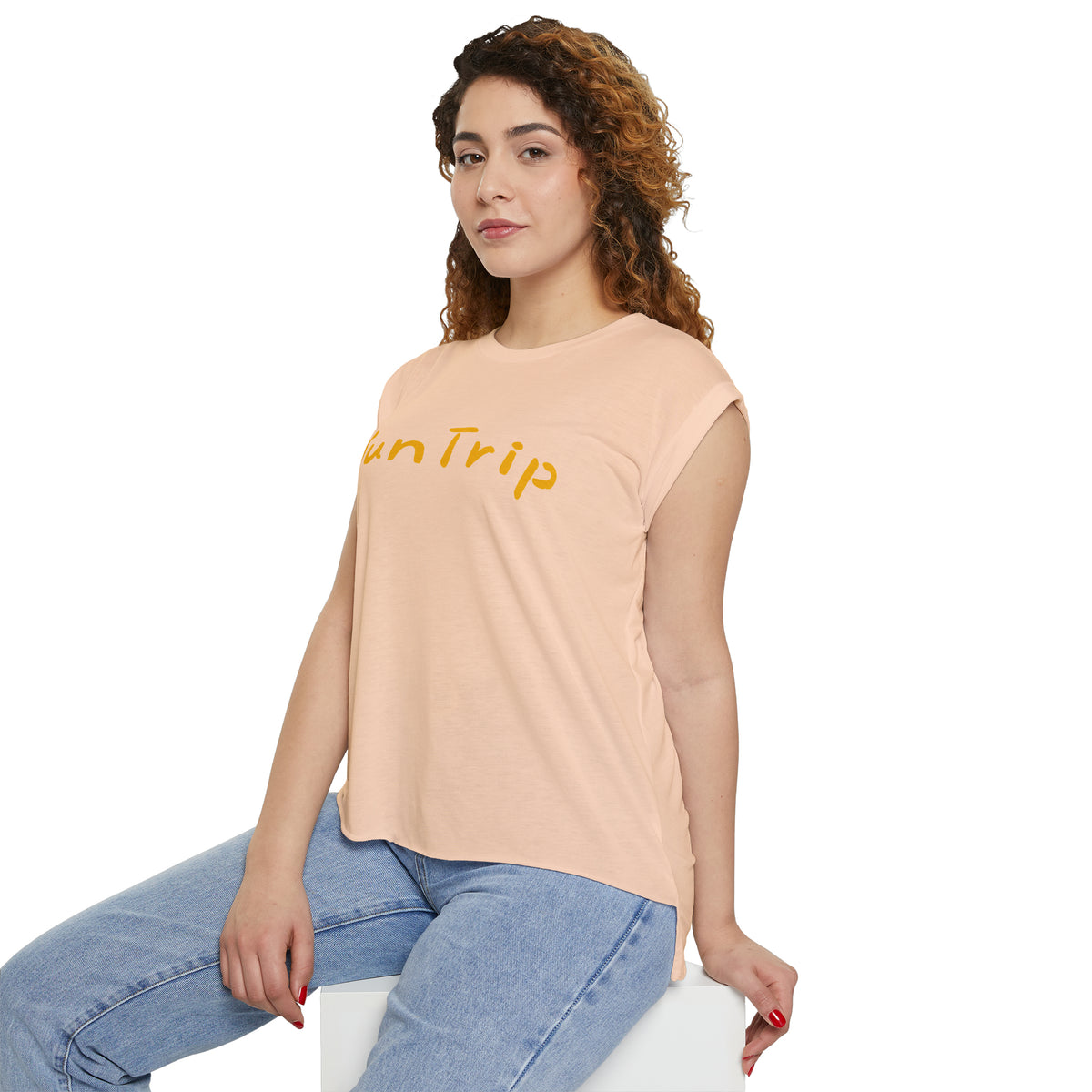 Women’s Flowy Rolled Cuffs Muscle Tee