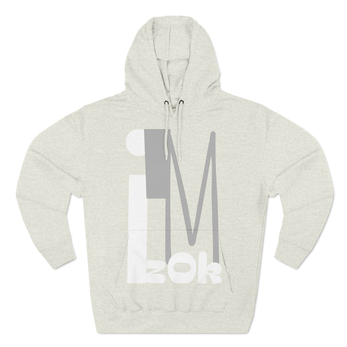 Hoodie with 'I'M zOk' Design - Three-Panel Fleece