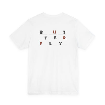 Butterfly Text Unisex Tee, Stylish Graphic Shirt, Casual Wear, Perfect Gift for Nature Lovers, Comfortable Everyday Top Printify