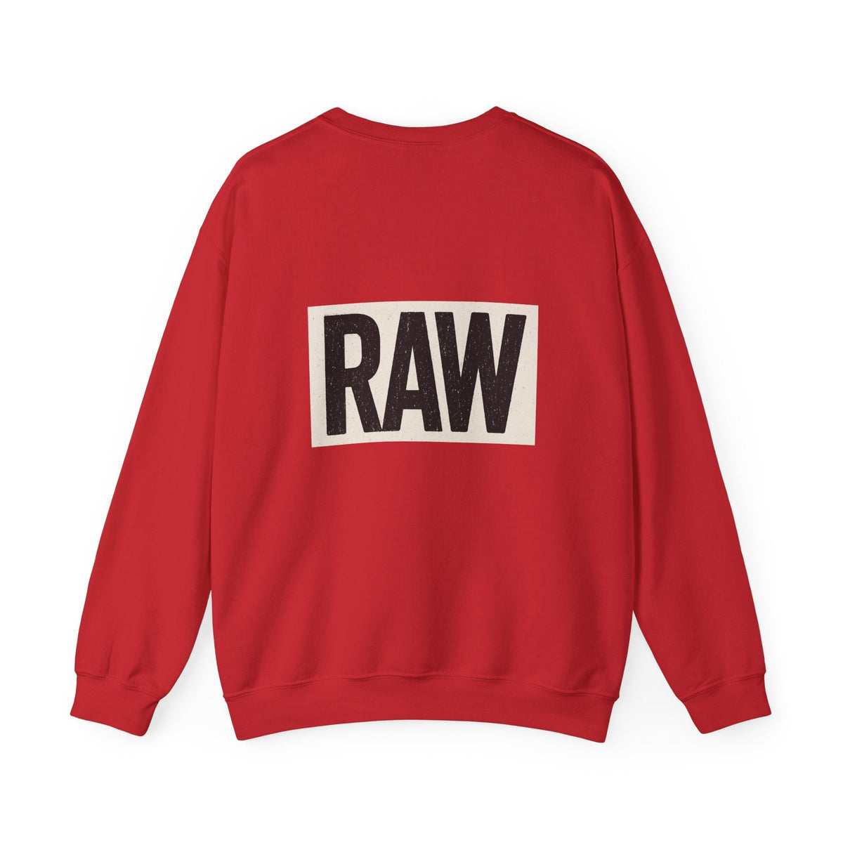 Stylish RAW Graphic Crewneck Sweatshirt, Unisex Casual Wear, Cozy Winter Layer, Trendy Streetwear, Perfect Gift for Him/Her Printify