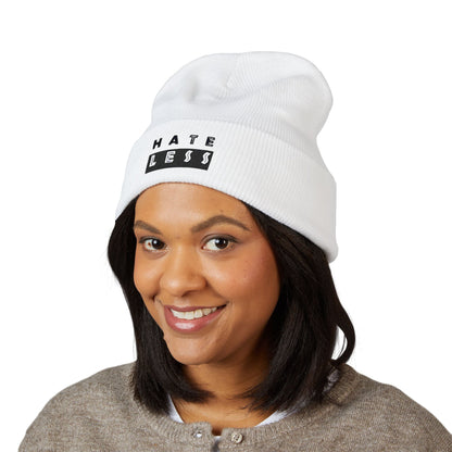 Hate Less Classic Cuffed Beanie - Stylish Winter Hat for Positive Vibes Printify