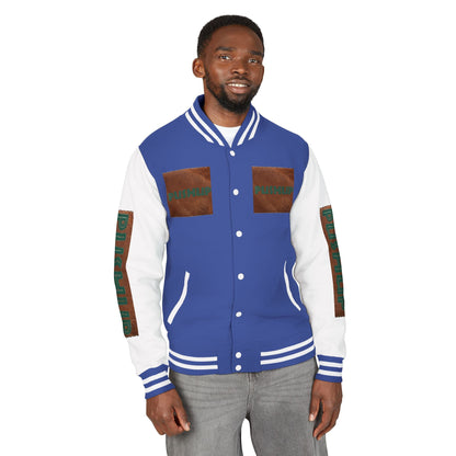 Unisex Heavyweight Letterman Jacket - Bold PUSHUP Design for Sporty Style Printify