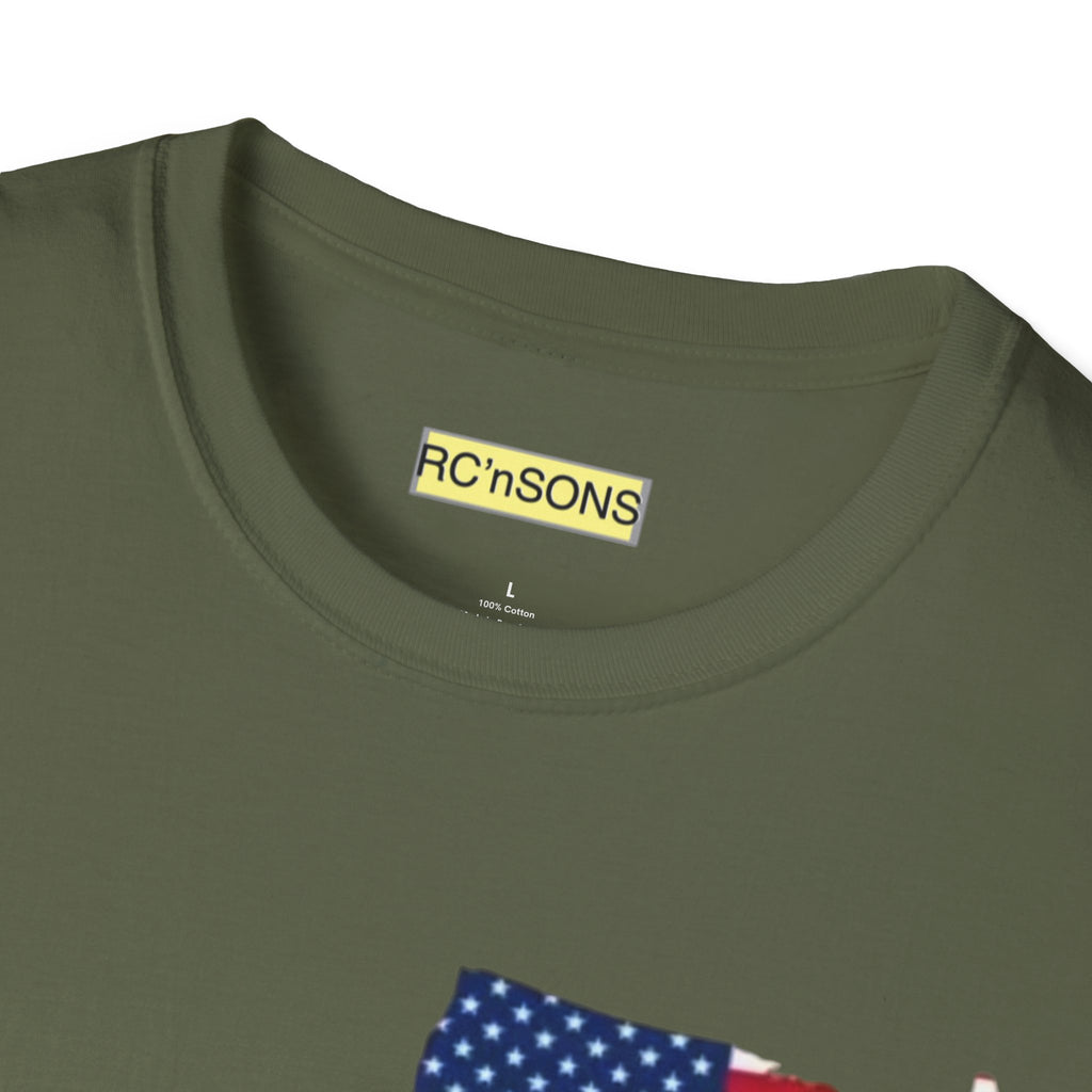 American Flag Tee - Unisex Softstyle T-Shirt for Patriotic Celebrations, 4th of July, Veterans Day, Casualwear, Gift Idea