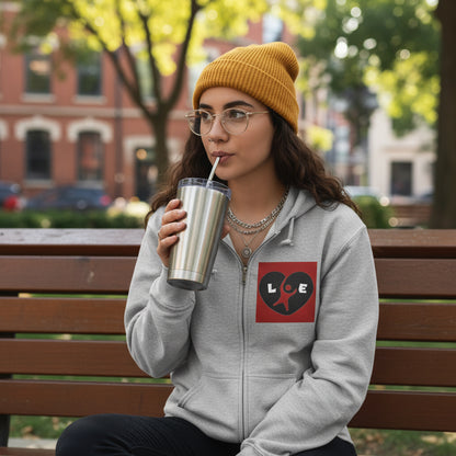 Heart Love Graphic Zip Hoodie, unisex Printify