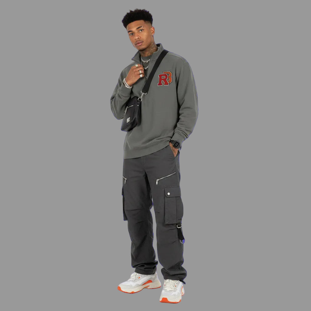 Quarter-Zip Sweatshirt — Retro 'RB' Varsity Logo Pullover Printify