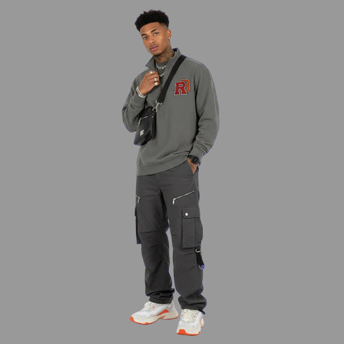 Quarter-Zip Sweatshirt — Retro 'RB' Varsity Logo Pullover Printify