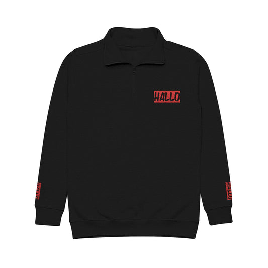 Cozy Unisex Fleece Pullover with 'HALLO' Embroidery