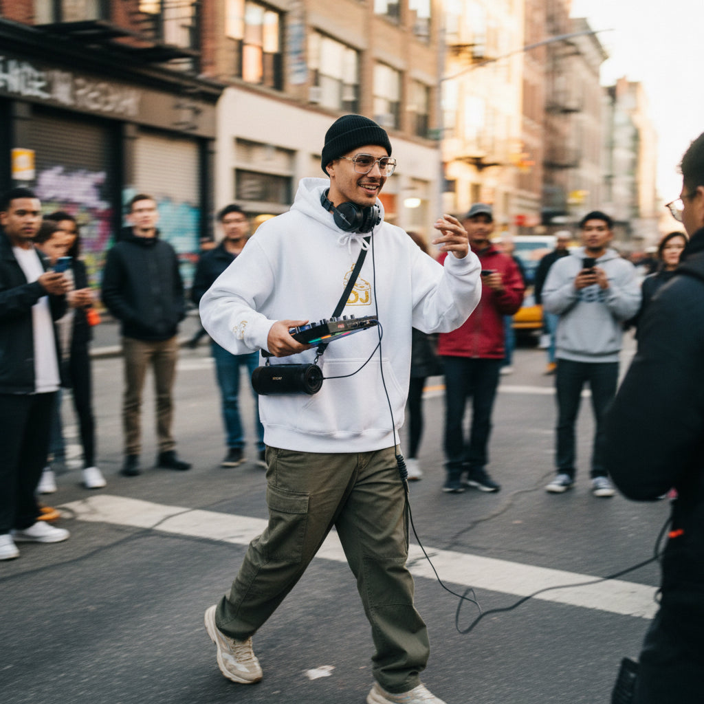 Hooded Sweatshirt DJ on Air Print Printify