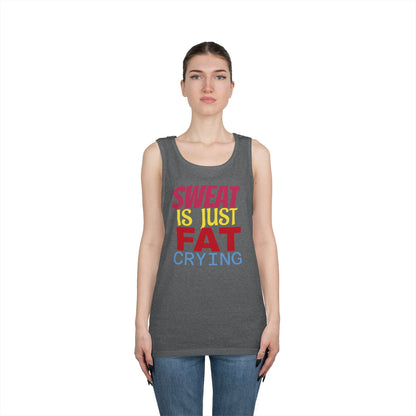 Sweat is Just Fat Crying Tank Top, Motivational Gym Shirt, Fitness Apparel, Unisex Workout Top, Summer Activewear, Gift for Fitness [...] Printify