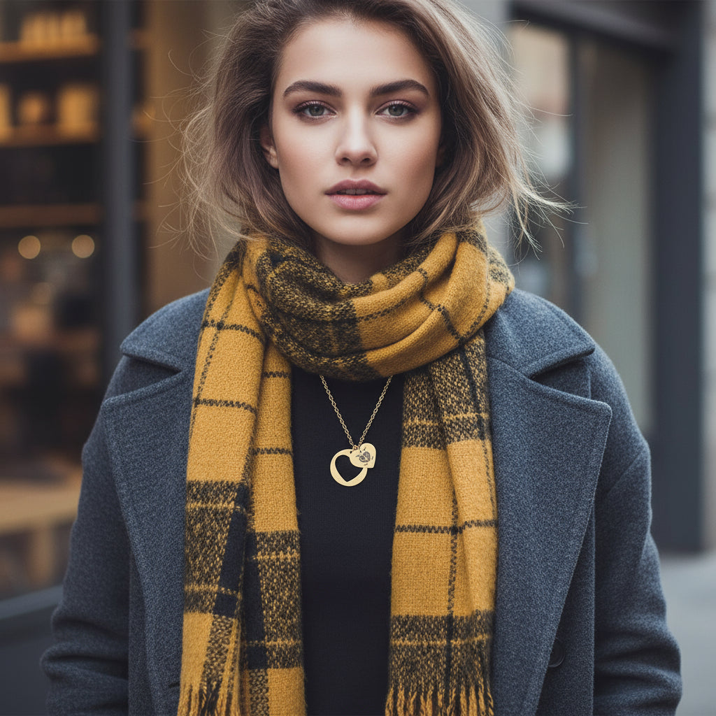 Necklace - Love Heart Cutout Engraving Design Printify