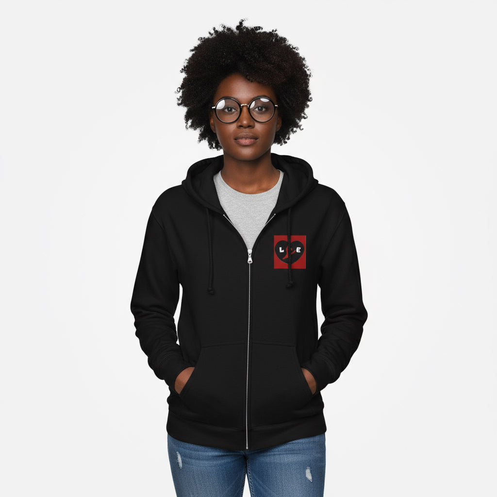 Heart Love Graphic Zip Hoodie, unisex Printify