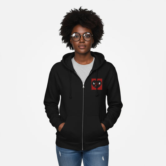 Heart Love Graphic Zip Hoodie, unisex Printify