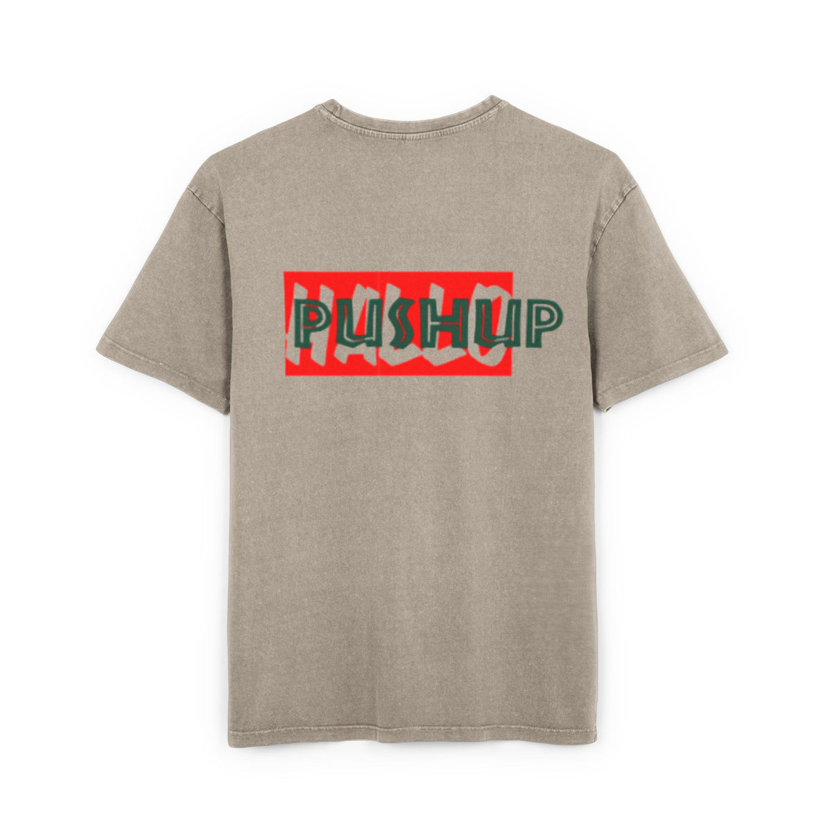 Men's Acid Washed Oversized Tee - Trendy 'Push Up' Graphic Shirt