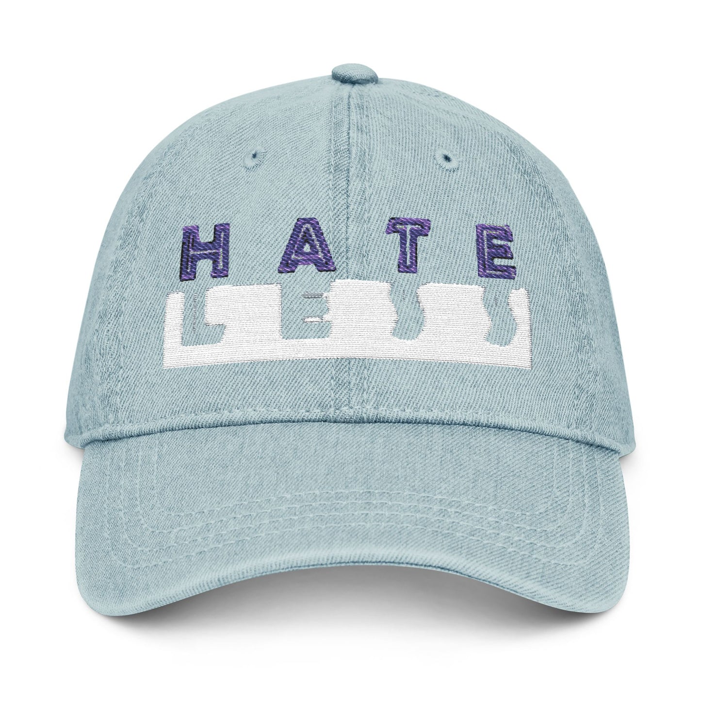 Embroidered Denim Hat - 'HATE LESS' Cap for Positive Vibes