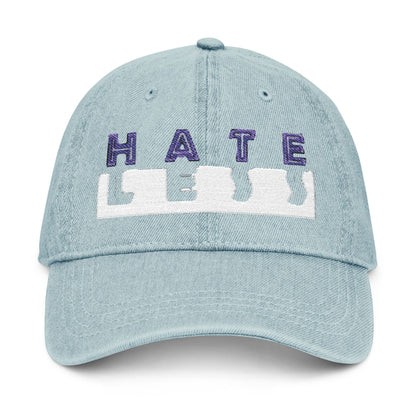Embroidered Denim Hat - 'HATE LESS' Cap for Positive Vibes