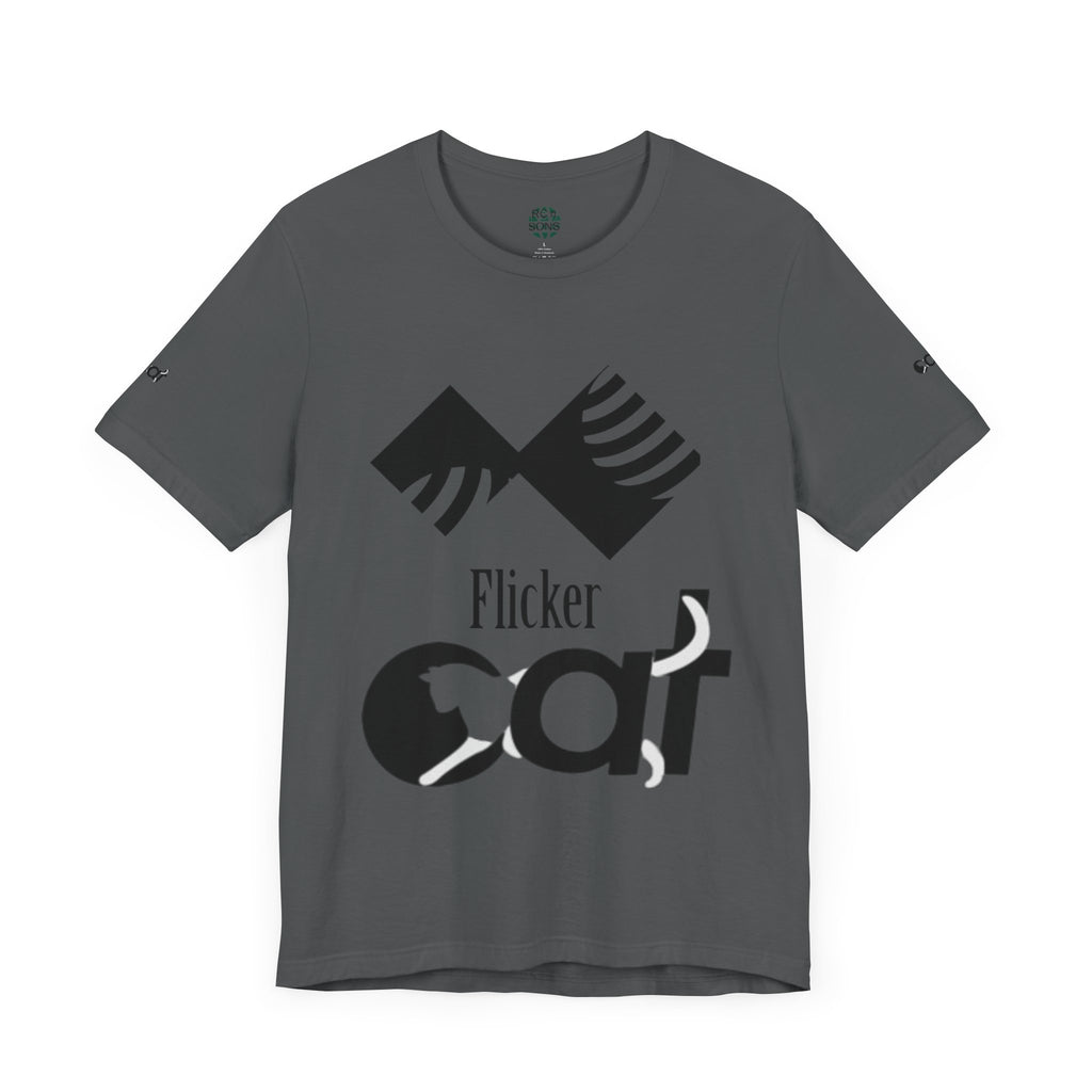 Flicker Cat Graphic Tee - Unisex Jersey Short Sleeve T-Shirt for Cat Lovers