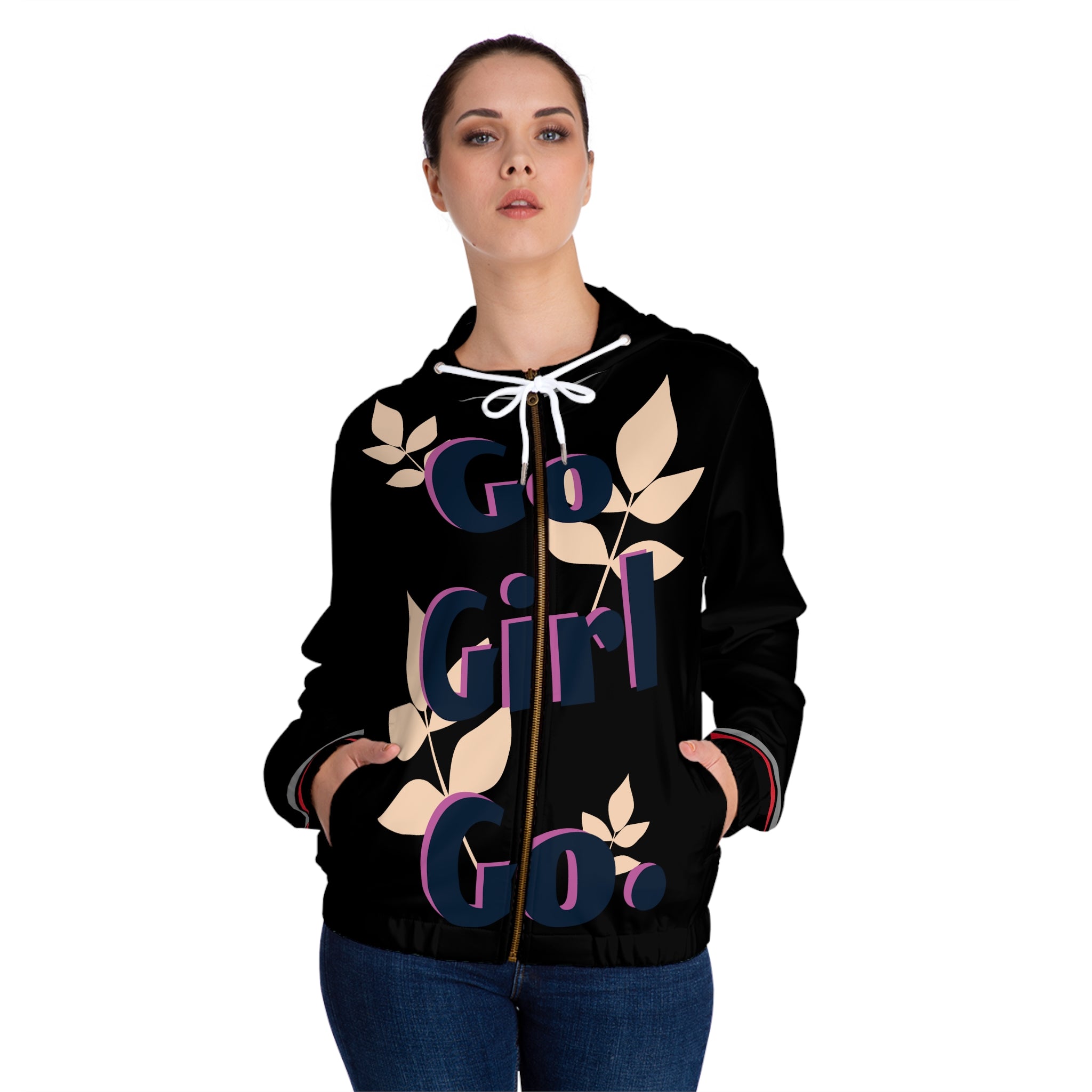 Full-Zip Hoodie - 'Go Girl Go' Design