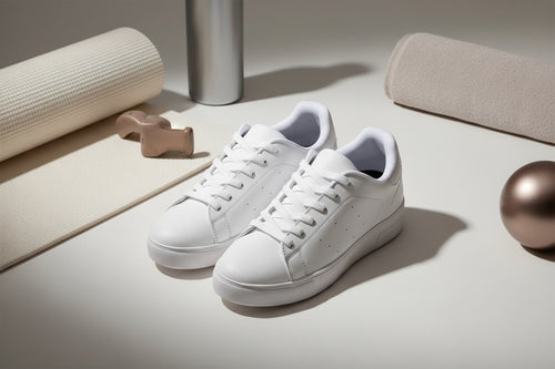 White Leather Low-Top Sneakers with Minimal German Flag Accent
