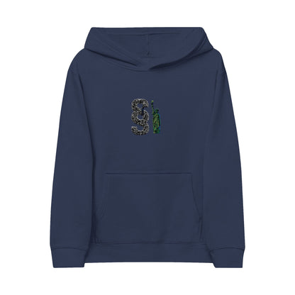 Embroidered Kids Fleece Hoodie with Fun Design Printify