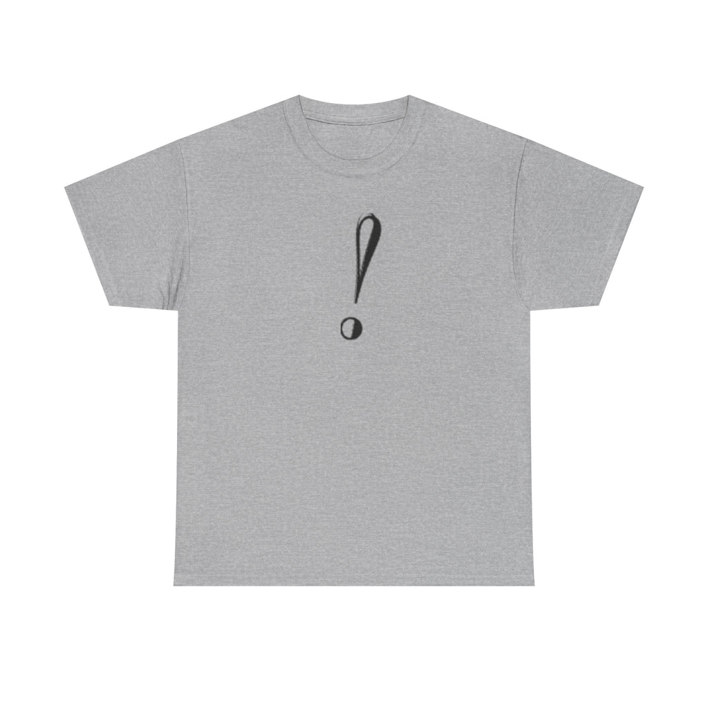 Unisex Heavy Cotton Tee with Bold Exclamation Mark Design - Casual Statement Shirt