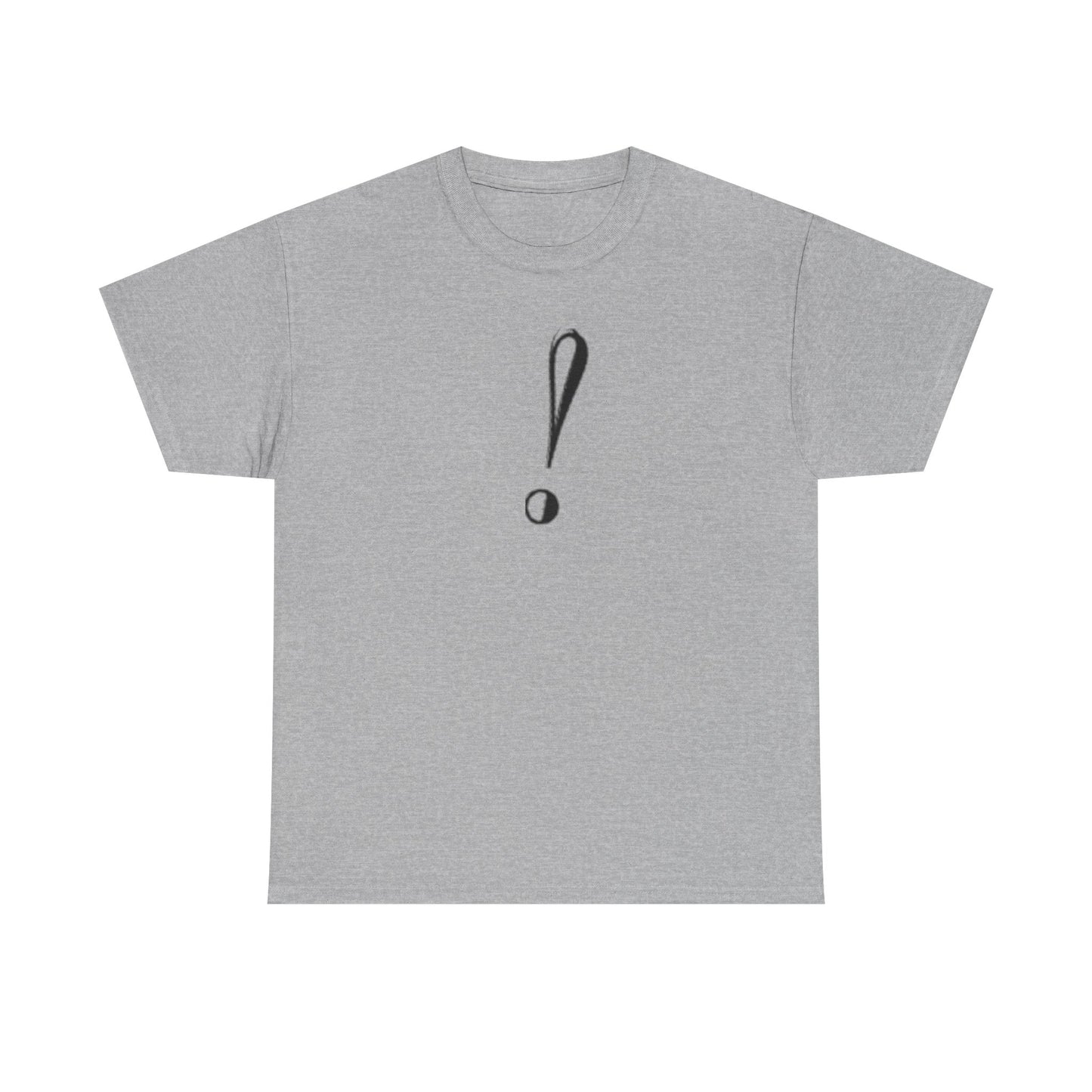 Unisex Heavy Cotton Tee with Bold Exclamation Mark Design - Casual Statement Shirt