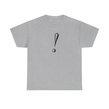 Unisex Heavy Cotton Tee with Bold Exclamation Mark Design - Casual Statement Shirt