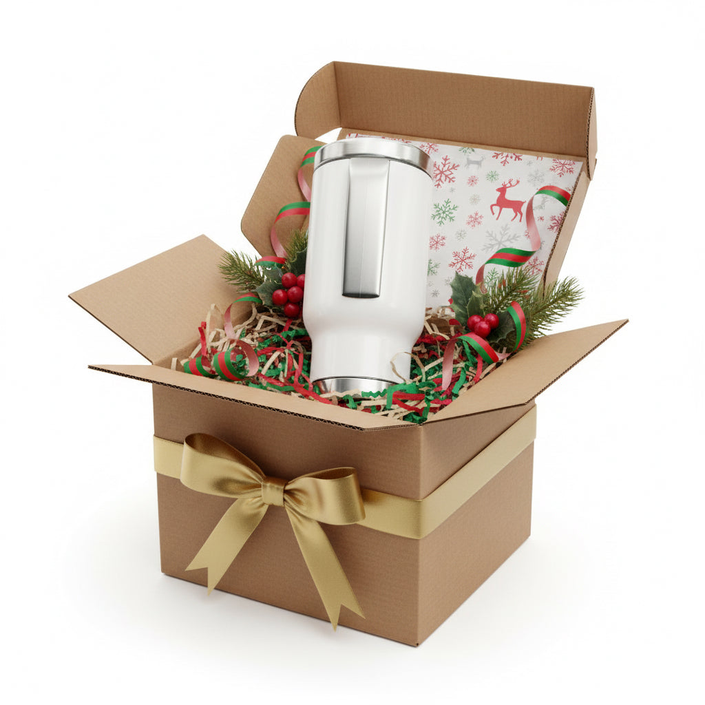 Travel Mug — Stainless Steel 14oz Insulated Travel Mug with Handle (Custom Logo)