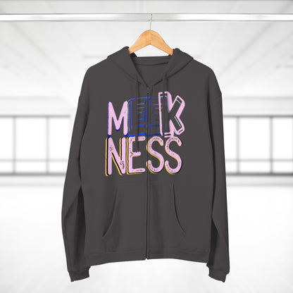 Meekness Unisex Hooded Zip Sweatshirt - Stylish Graphic Zip Hoodie for Everyday Comfort