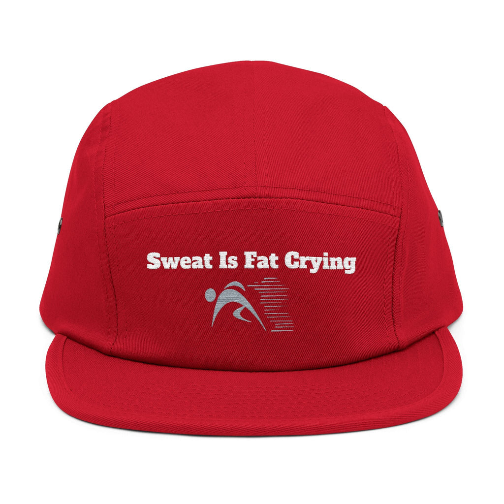 Motivational 5 Panel Cap | Sweat Is Fat Crying | Gym Wear, Sports Cap, Fitness Gift, Outdoor Hat, Workout Accessory Printify