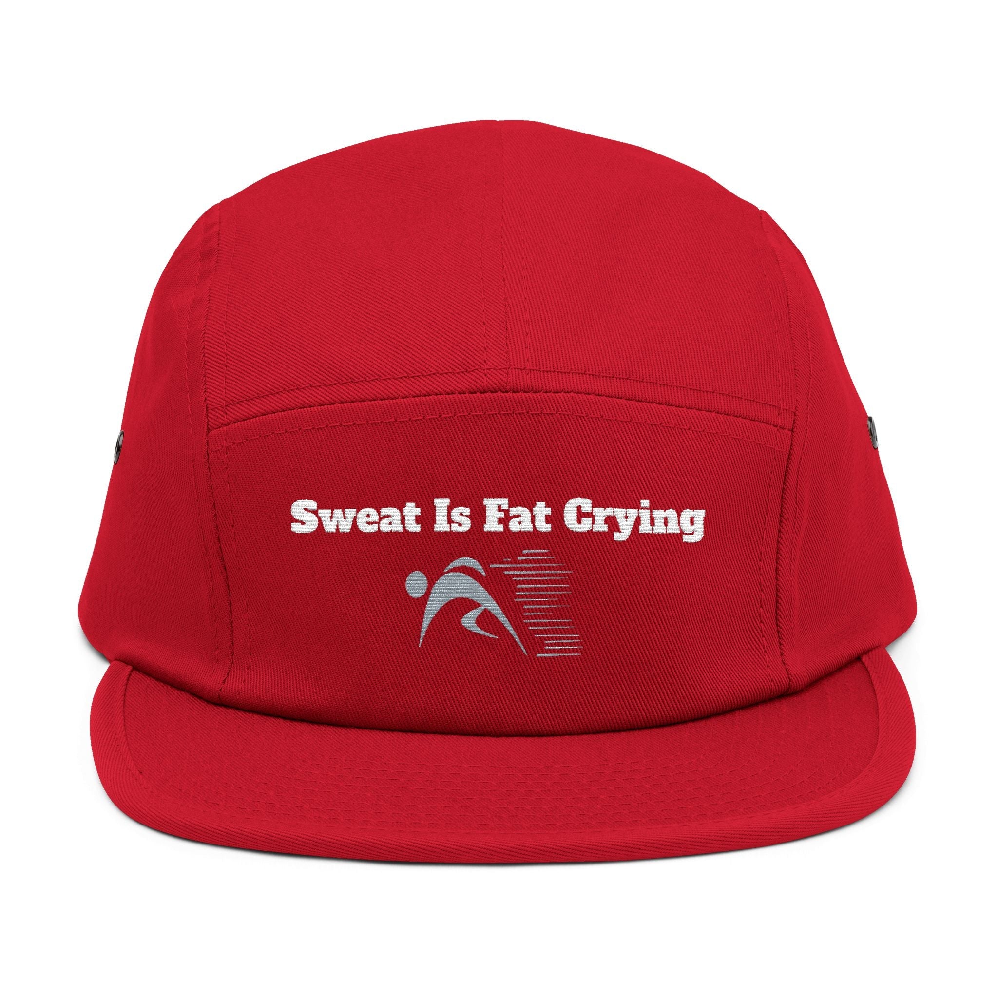 Motivational 5 Panel Cap | Sweat Is Fat Crying | Gym Wear, Sports Cap, Fitness Gift, Outdoor Hat, Workout Accessory Printify