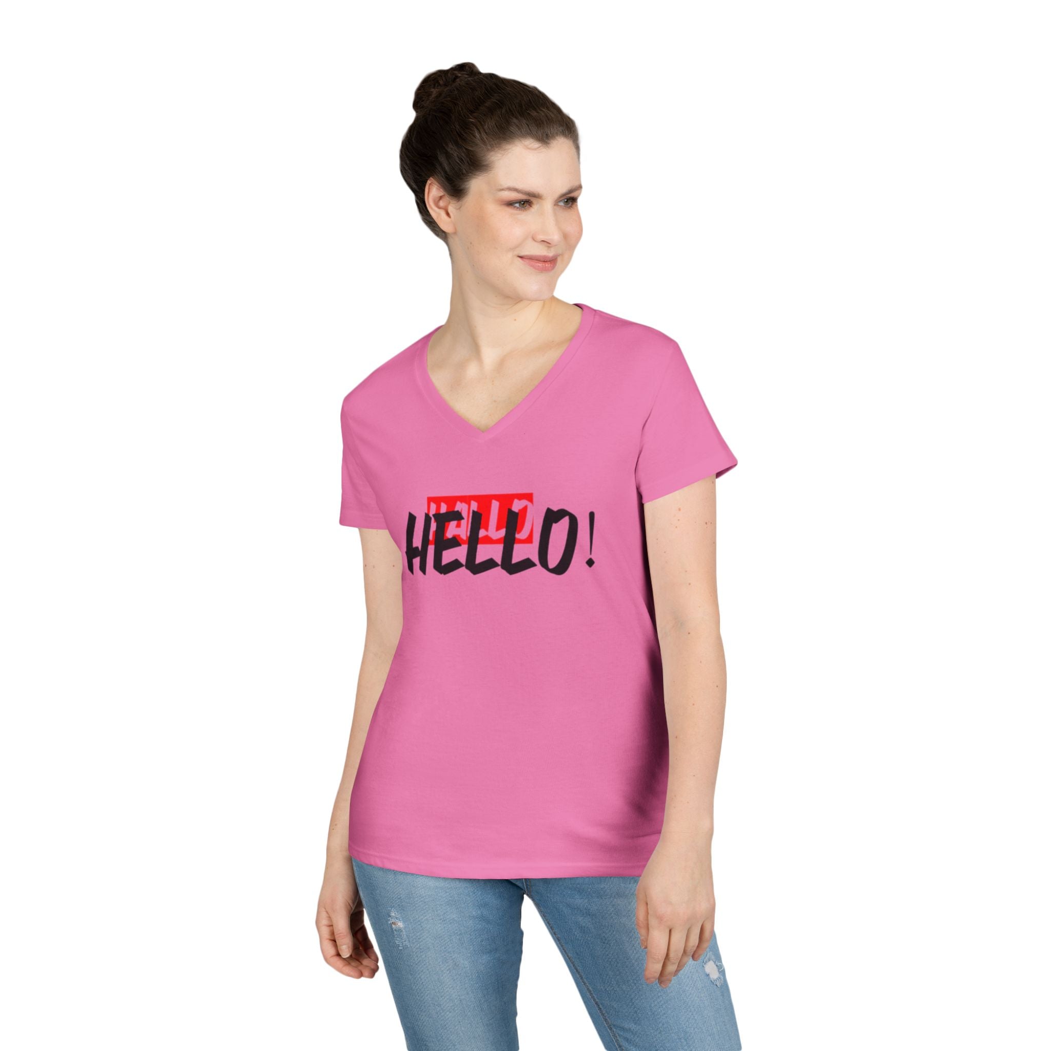 Chic Hello V-Neck T-Shirt for Women