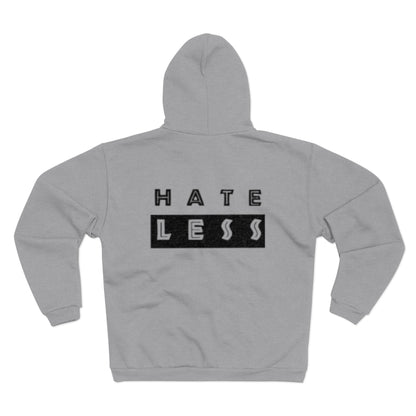 Unisex Hate Less Zip Hoodie - Comfortable & Stylish Sweatshirt for Positive Vibes
