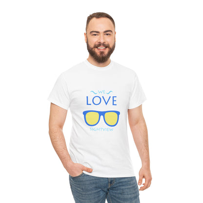 Unisex Heavy Cotton Tee - 'We Love Sightview' Sunglasses Design - Casual Summer Fashion