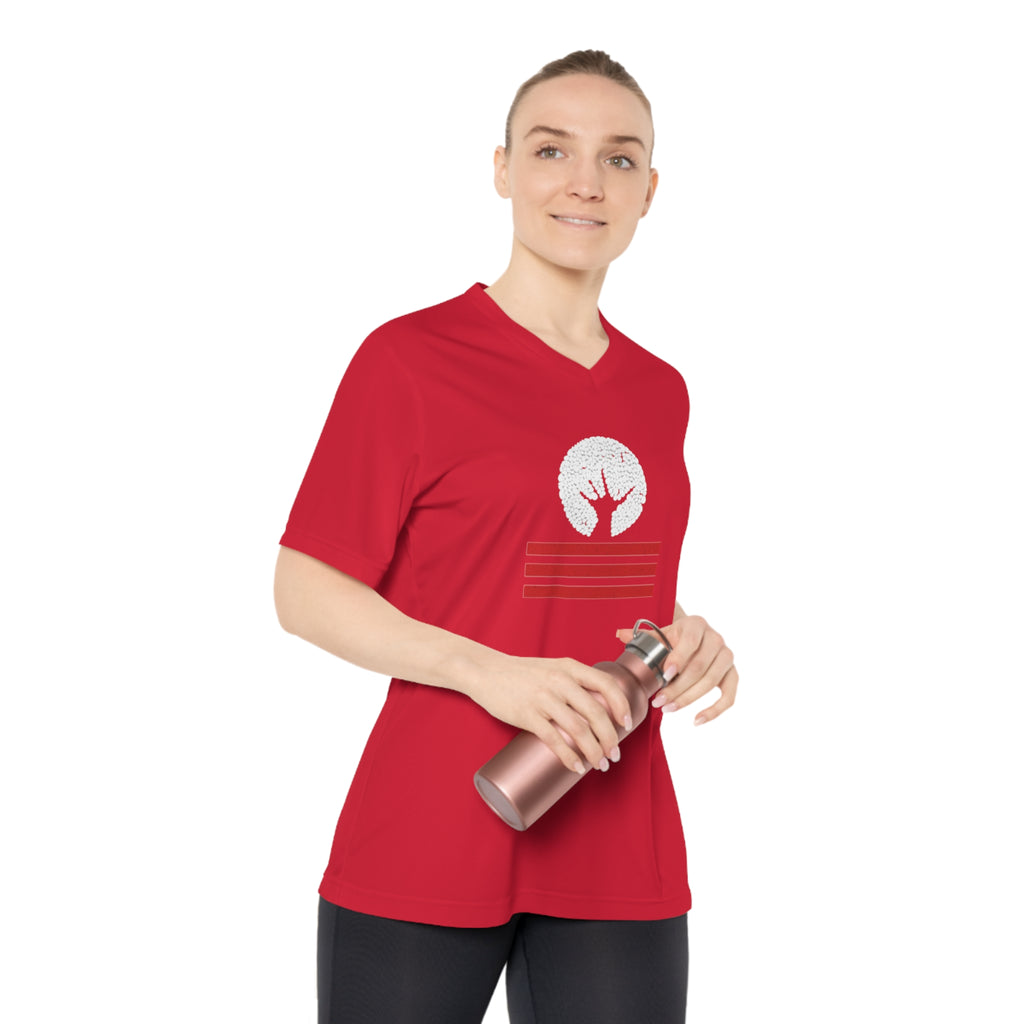 Women's Performance V-Neck T-Shirt with Unique Graphic Design, Sports Tee, Workout Top, Casual Athletic Wear, Gift for Active Lifestyle