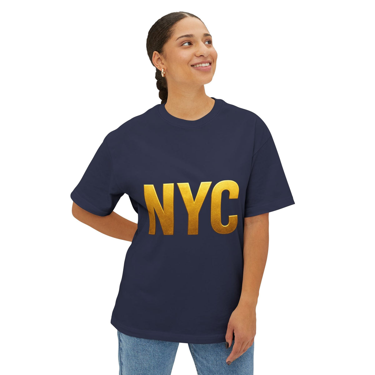 NYC Gold Foil Unisex Oversized Tee Printify