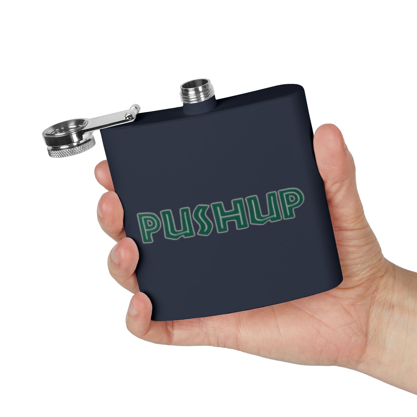 Personalized 6oz Stainless Steel Flask - Pushup Design