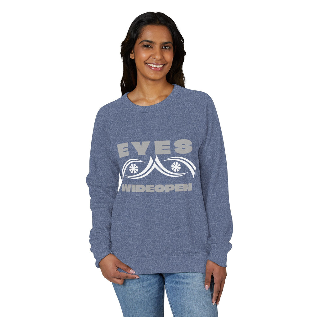 Eyes Wide Open Unisex French Terry Crewneck Sweatshirt, Cozy Casual Clothing, Gift for Friends, Relaxed Fit Sweater, Cool Graphic Design Printify