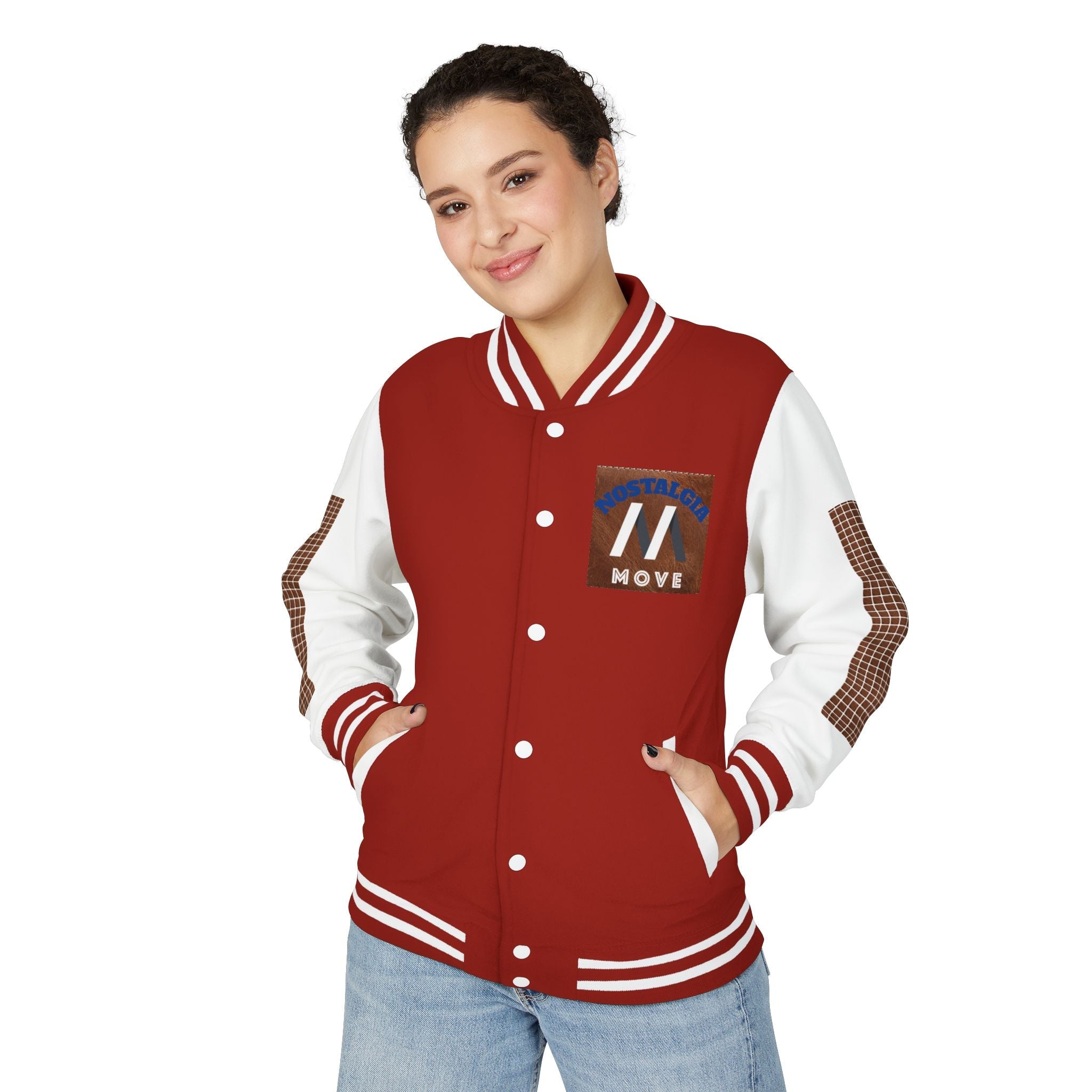 Vintage-Inspired Heavyweight Letterman Jacket, Unisex Varsity Jacket, Retro College Apparel, Perfect for Game Day, Nostalgia Move Style Printify