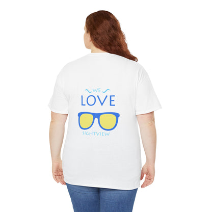 Unisex Heavy Cotton Tee - 'We Love Sightview' Sunglasses Design - Casual Summer Fashion