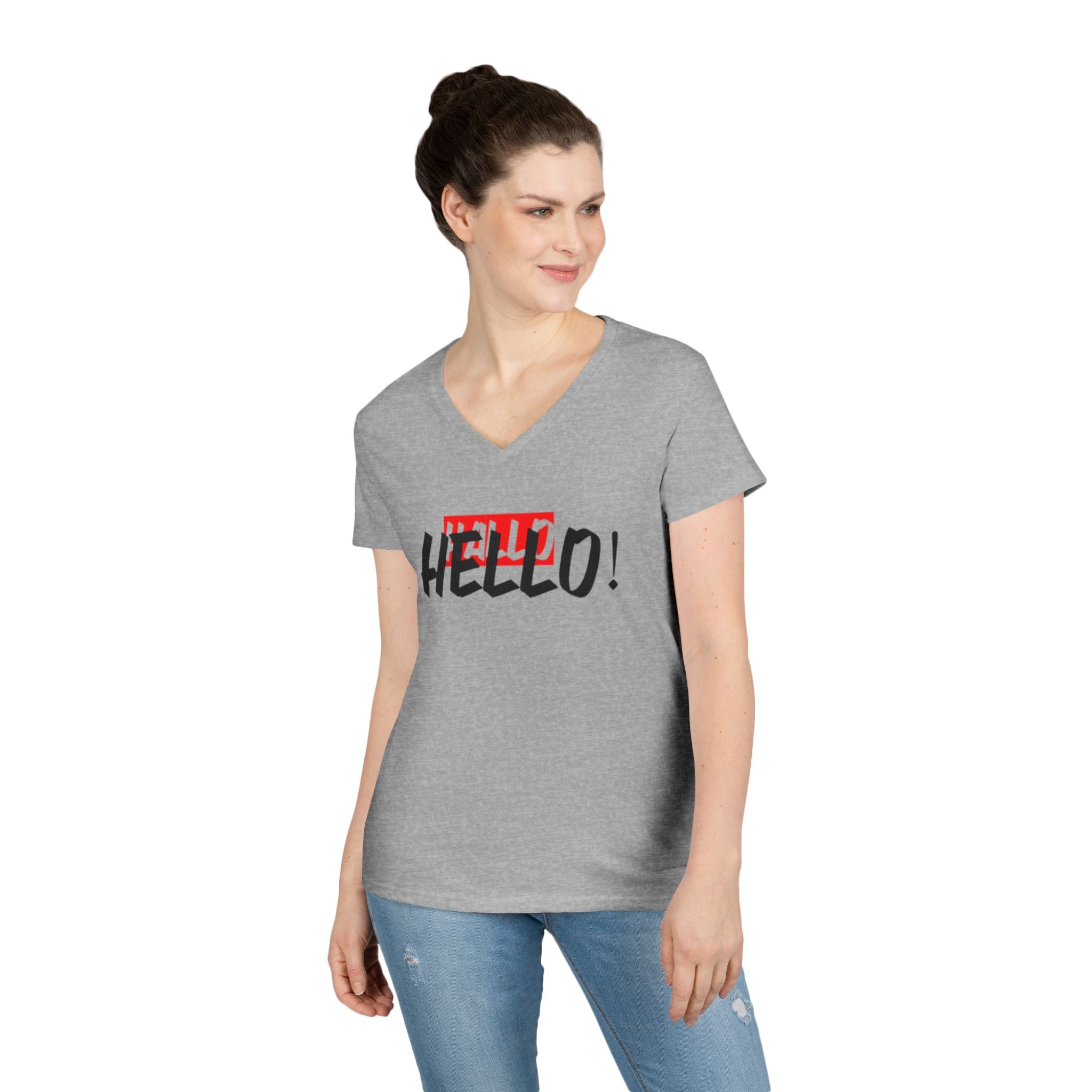 Chic Hello V-Neck T-Shirt for Women