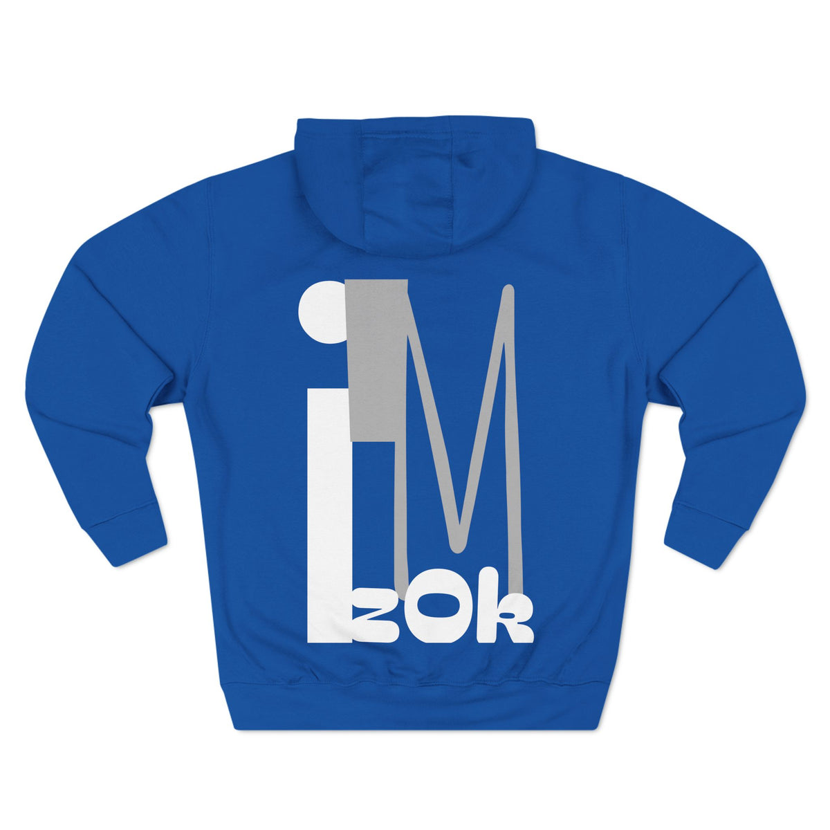 Hoodie with 'I'M zOk' Design - Three-Panel Fleece