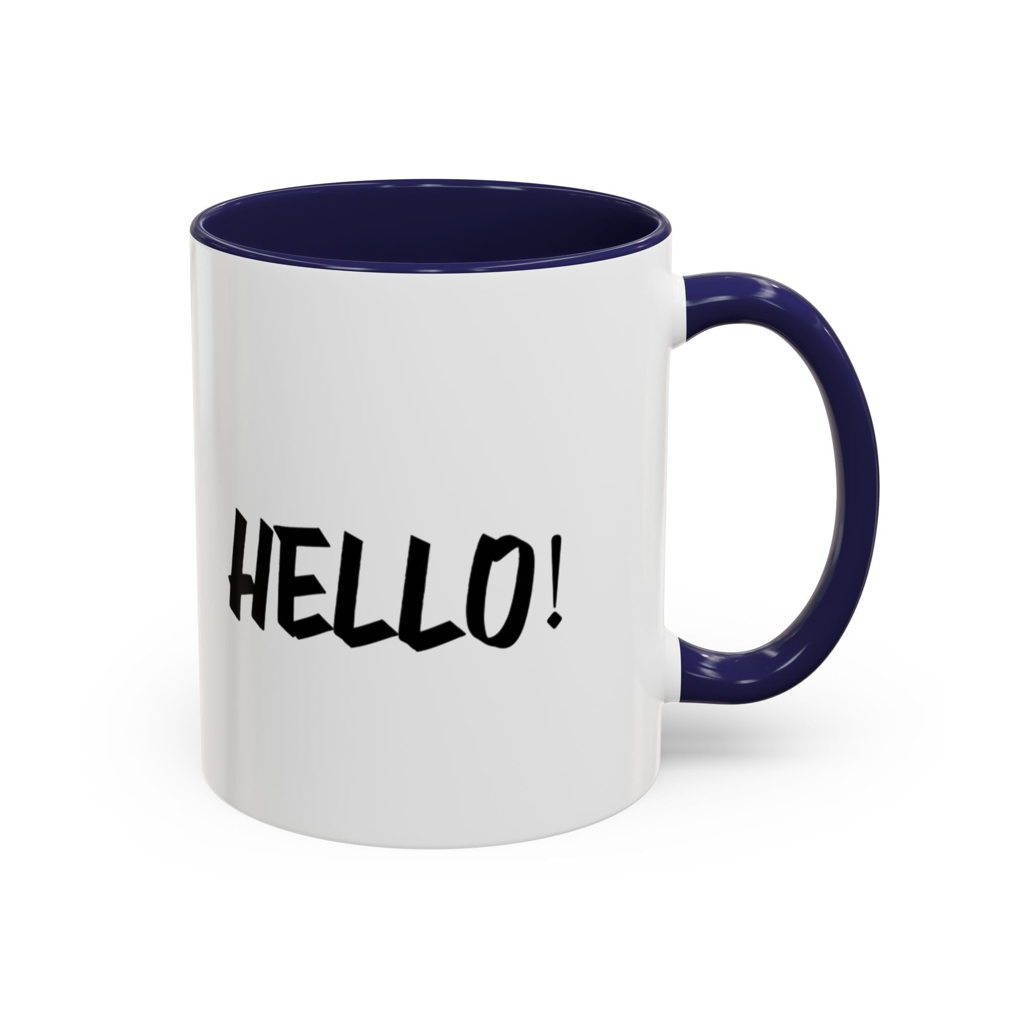 Hello! Accent Coffee Mug - Stylish 11oz & 15oz Black Handle Cup for Coffee Lovers