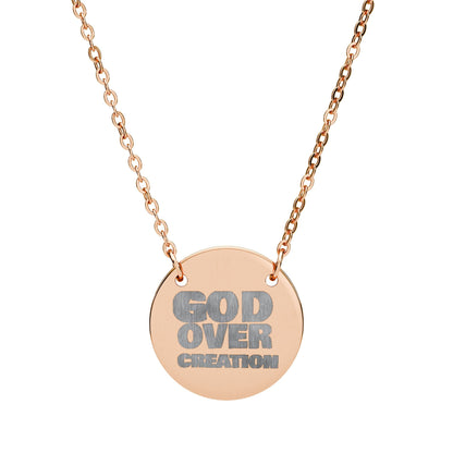 Engraved Circle Necklace - God Over Creation, Faith Jewelry, Inspirational Gift, Religious Necklace, Christian Accessory, Personalized Gift Printify