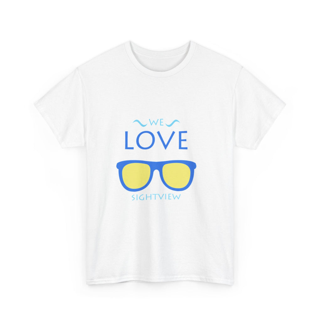 Unisex Heavy Cotton Tee - 'We Love Sightview' Sunglasses Design - Casual Summer Fashion