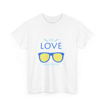 Unisex Heavy Cotton Tee - 'We Love Sightview' Sunglasses Design - Casual Summer Fashion