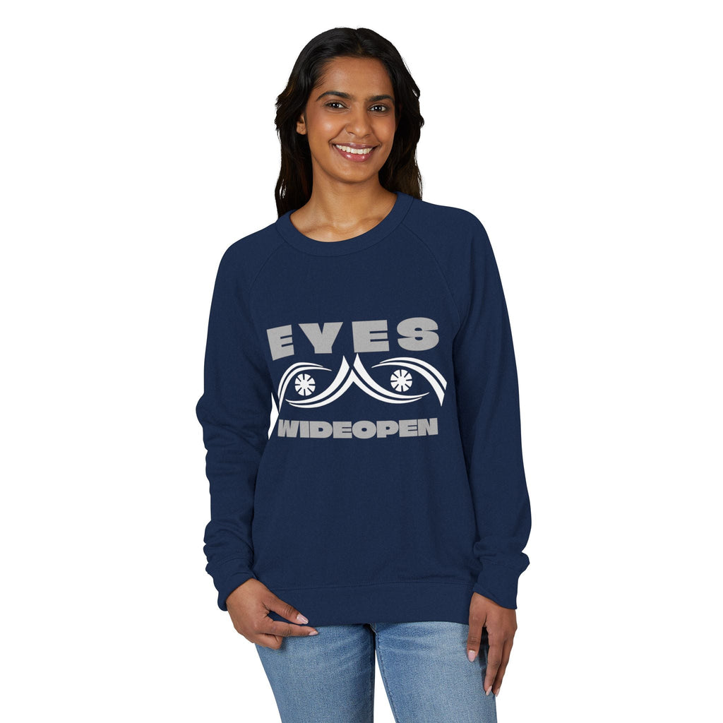 Eyes Wide Open Unisex French Terry Crewneck Sweatshirt, Cozy Casual Clothing, Gift for Friends, Relaxed Fit Sweater, Cool Graphic Design Printify