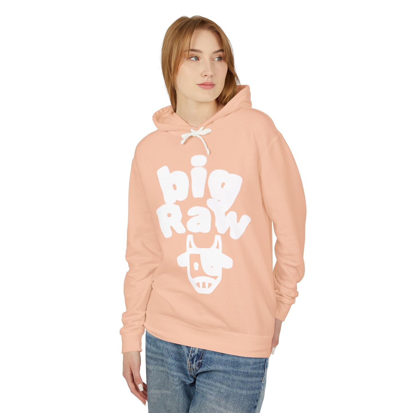 Big Raw Unisex Lightweight Hooded Sweatshirt - Cozy Casual Wear, Perfect for Everyday Use, Gift for Friends, Trendy Hoodie Printify