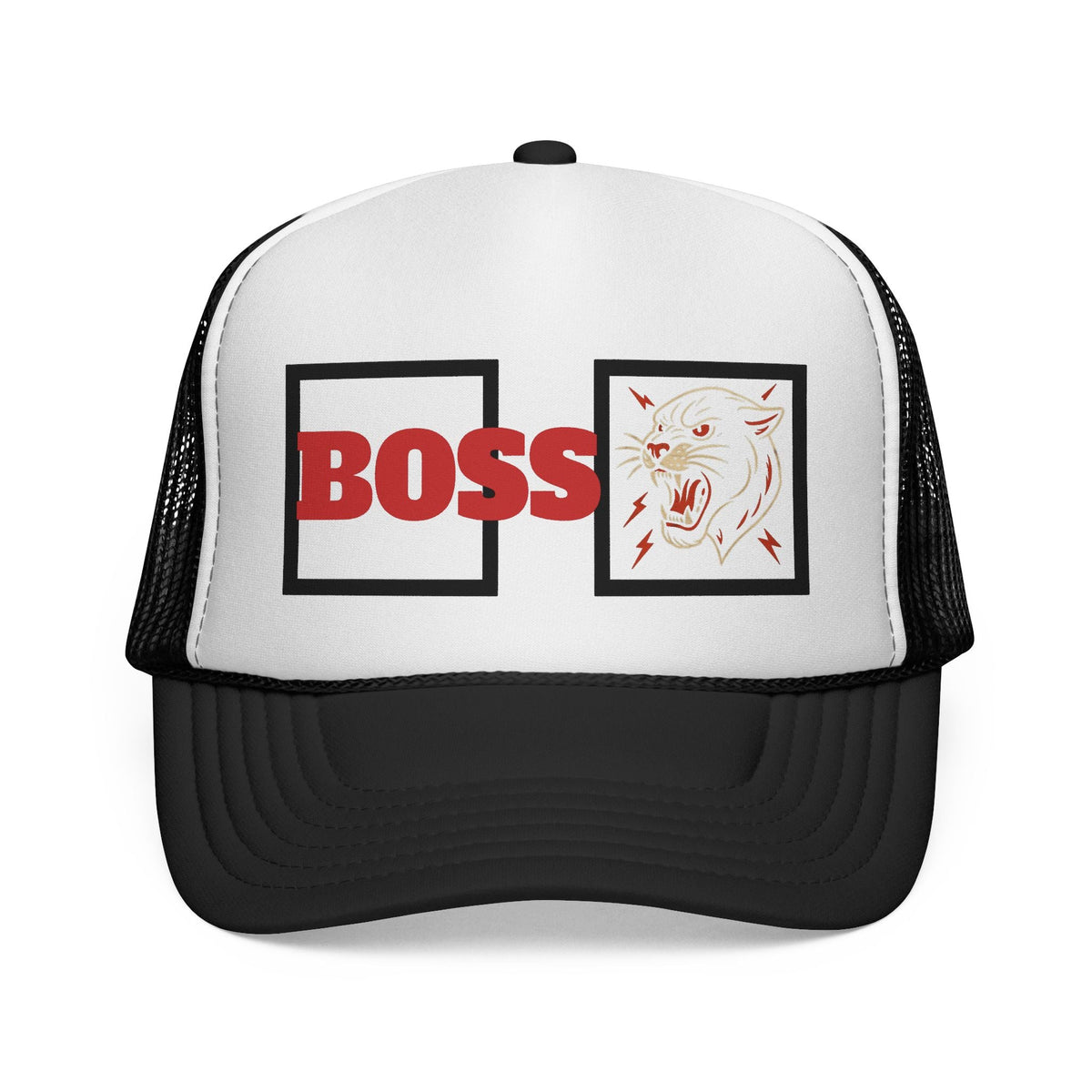 Bold Boss Trucker Cap - Eye-Catching Statement Hat for Leaders, Cool Gifts for Him & Her, Fun Outdoor Style, 'Boss' Design Printify