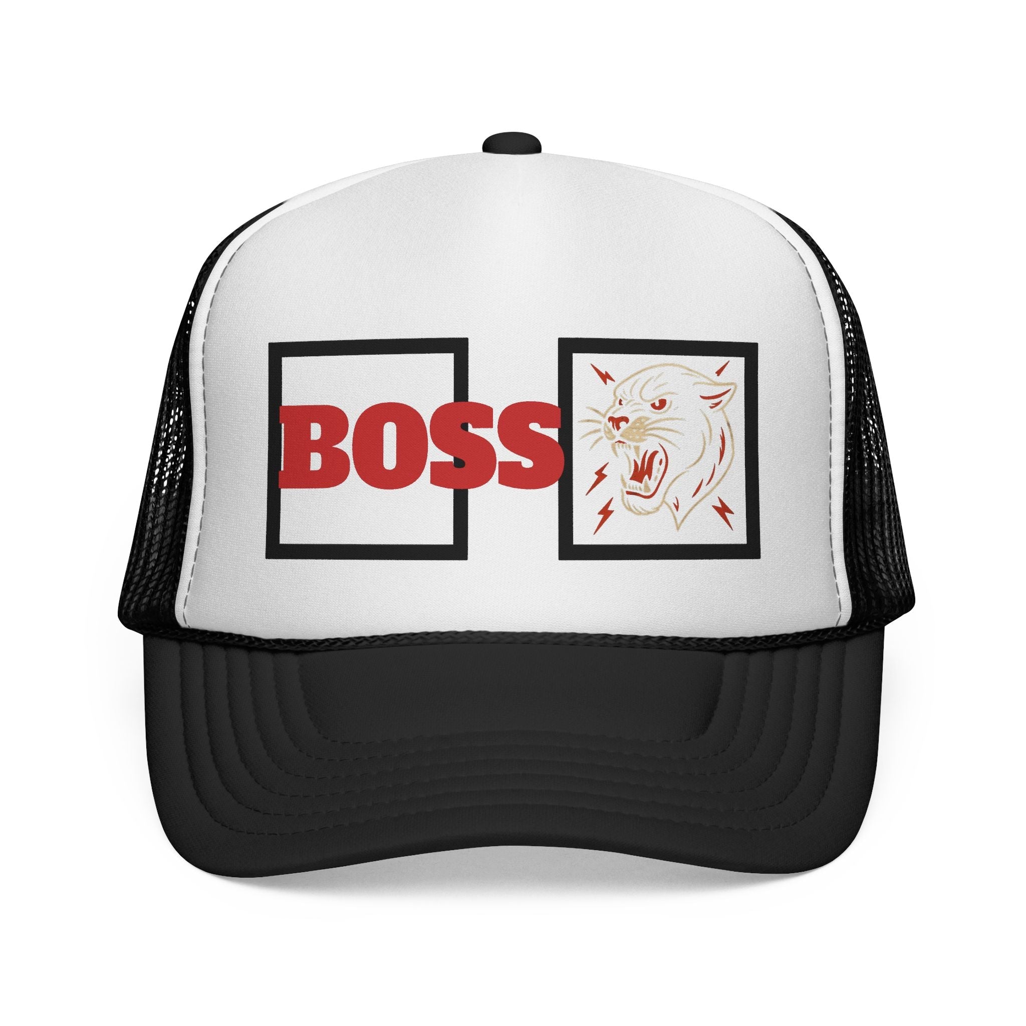 Bold Boss Trucker Cap - Eye-Catching Statement Hat for Leaders, Cool Gifts for Him & Her, Fun Outdoor Style, 'Boss' Design Printify