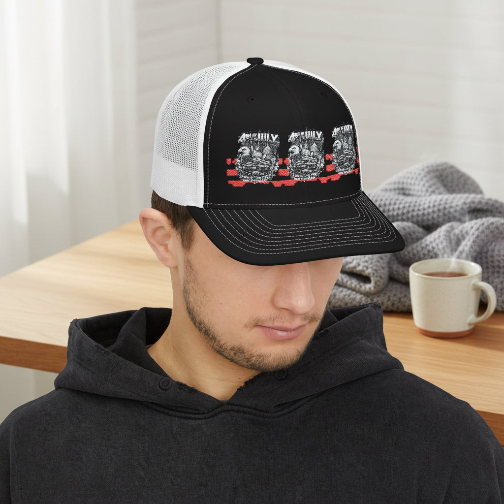 Trucker Cap - Sequin Mason Jar Trio on Stripes